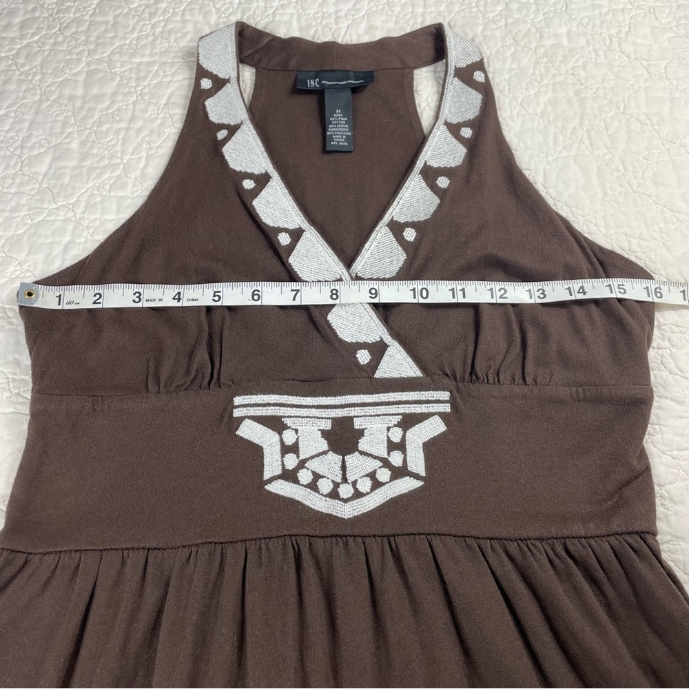 💖5/$25 Inc International Concept Brown Embroidered Tribal Detail Dress Size M - Picture 10 of 12
